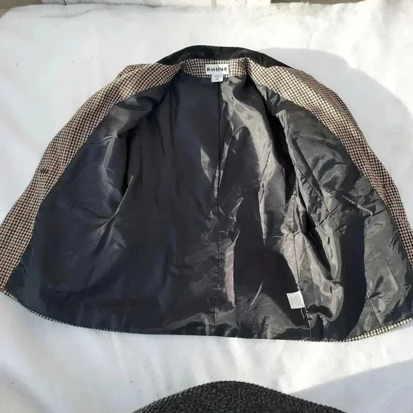 Joan Leslie Size 6 Womens  Brown and Black Squared Blazer with Velvet Collar - Picture 13 of 16